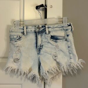 Altar'd State Light Blue Distressed Denim Shorts